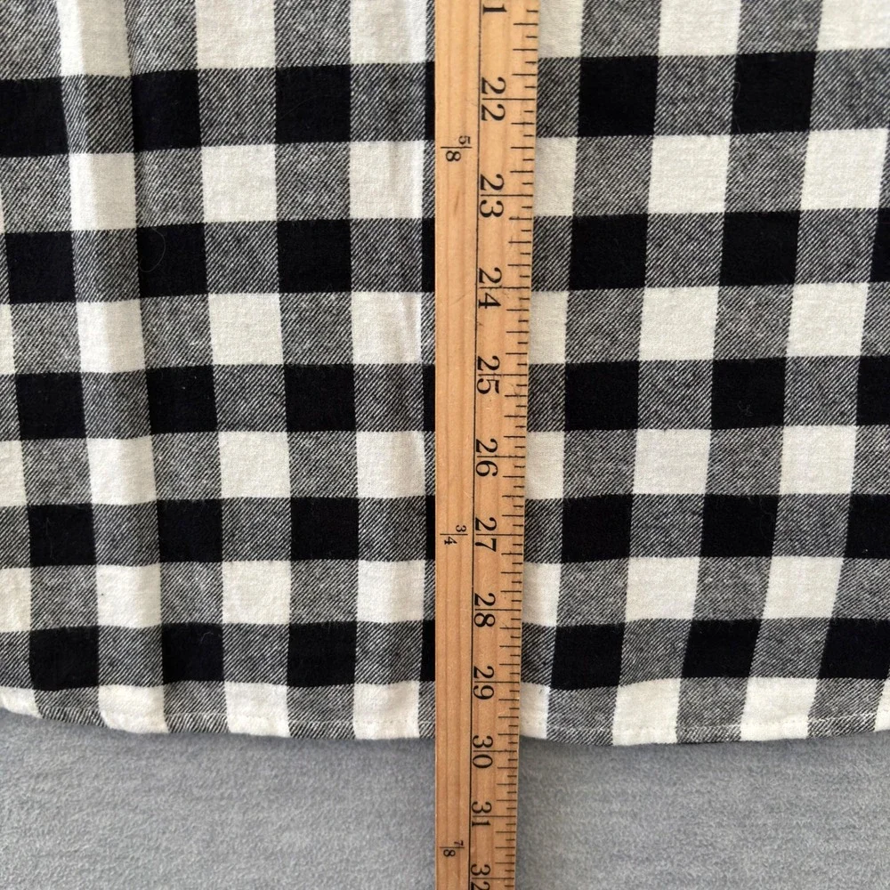 J.Crew Mens Slim Fit Flannel Shirt Large Black White Buffalo Check Plaid Cotton